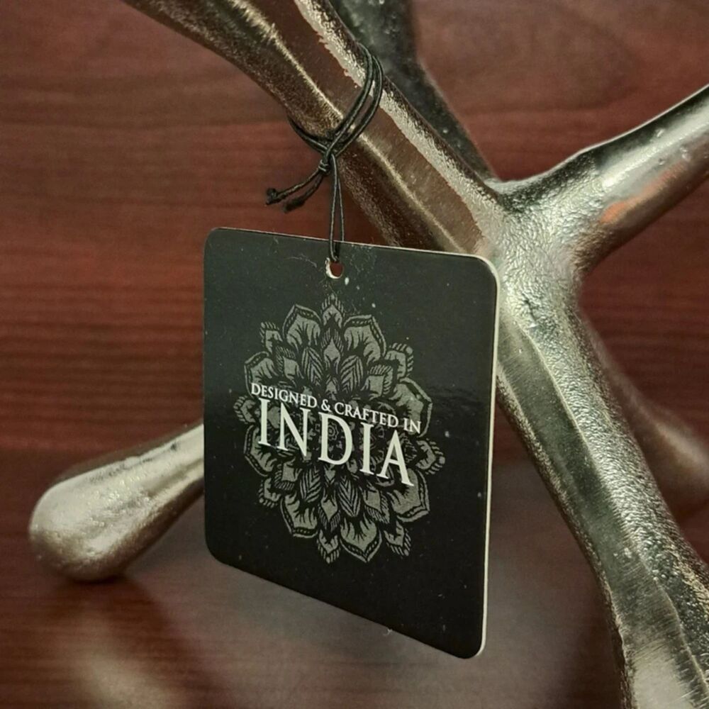 NEW India Abstract Decorative Accent Silver Tone Metal - Picture 3 of 3